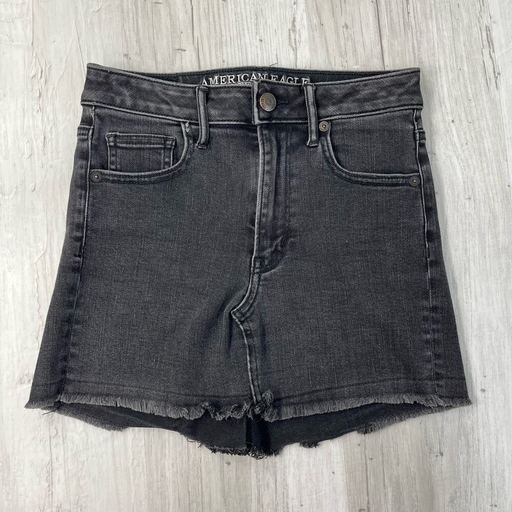 American Eagle Black Super Super Stretch Hi Rise Shortie Made Into Skirt* Size 0